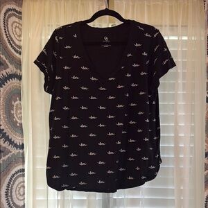 Black V-Neck Women's Top - Love